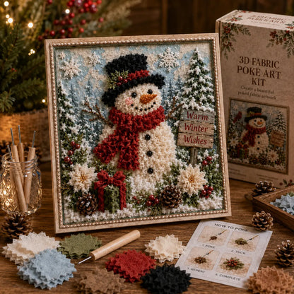 Snowman 3D fabric poke art kit display