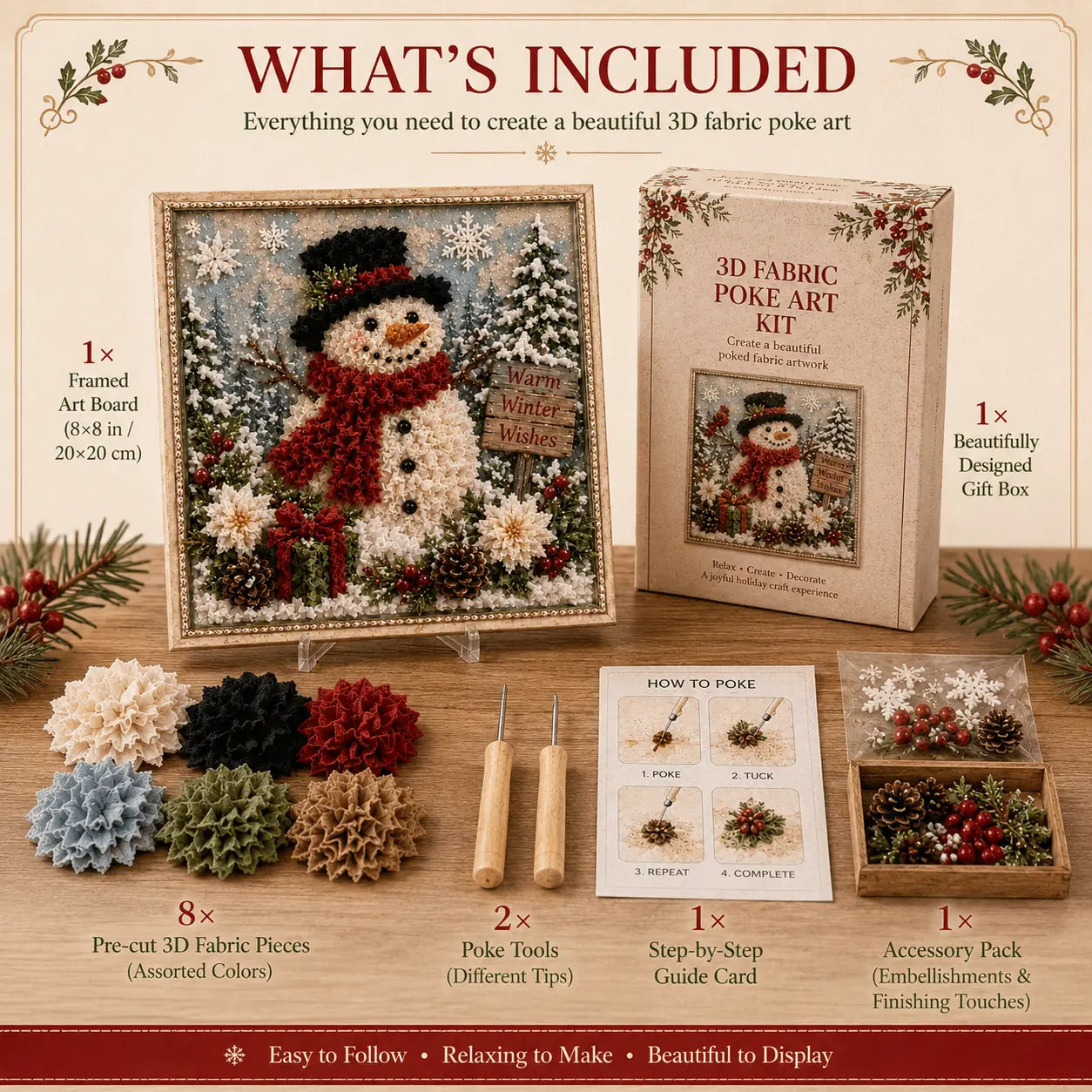 Snowman poke art kit contents
