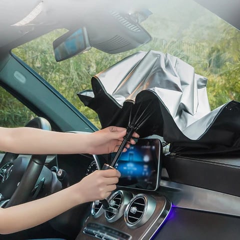 ☀️Car Sunshade – Effective Heat Insulation. UV Block & Easy Foldable Auto Windshield Protector