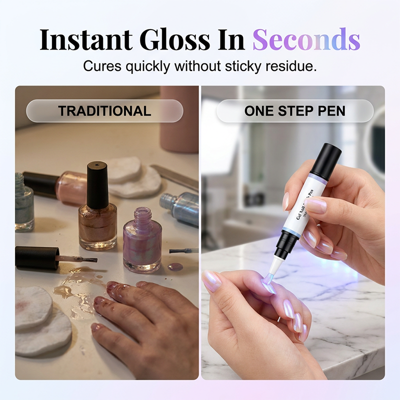 One step nail polish pen compared with traditional bottle