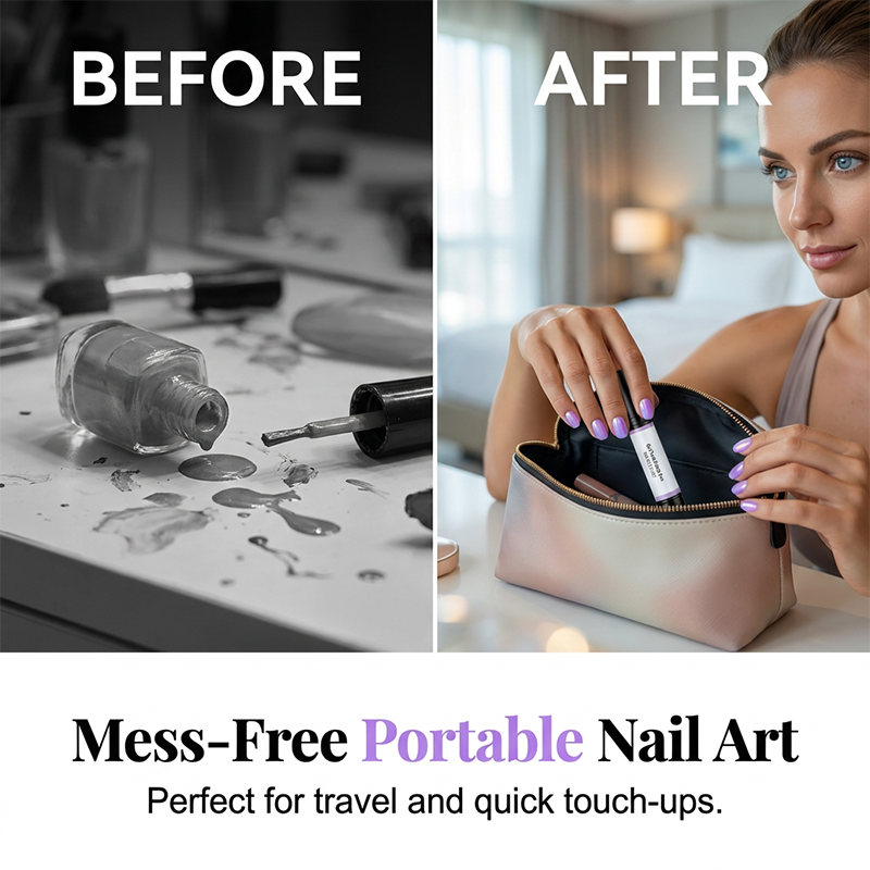 Portable gel nail polish pen for travel touch-ups