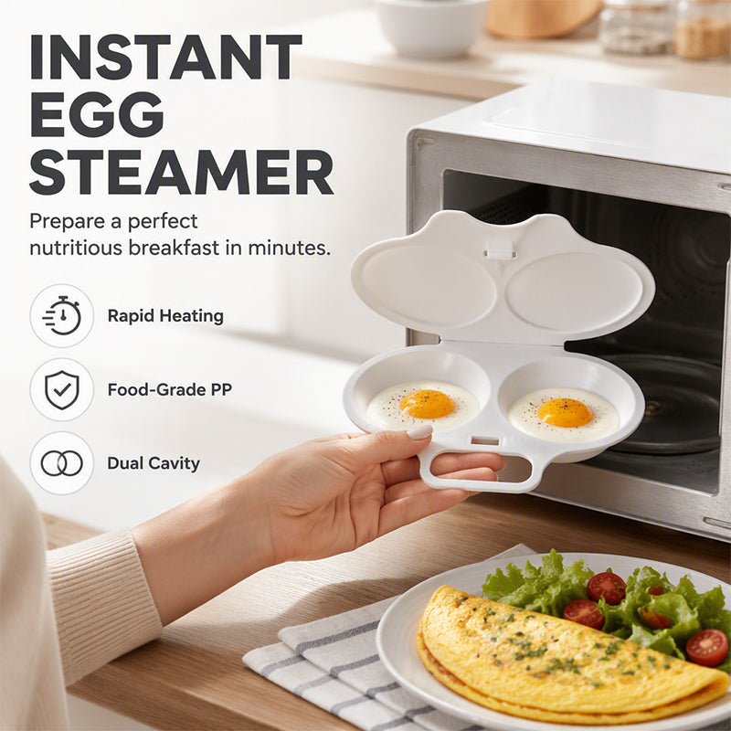 🥳2026 HOT SALE🥳💞50K+ SOLD! 🥚✨ 50% OFF + BUY 1 GET 1 FREE! Dual Cavity Microwave Egg Poacher – Quick oil‑free cooking. food‑grade PP & versatile. Perfect for busy mornings – healthy breakfast in minutes! ⚡🍳