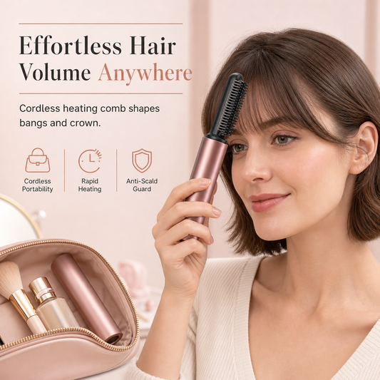 Cordless Mini Hair Straightener Brush for Bangs & Volume