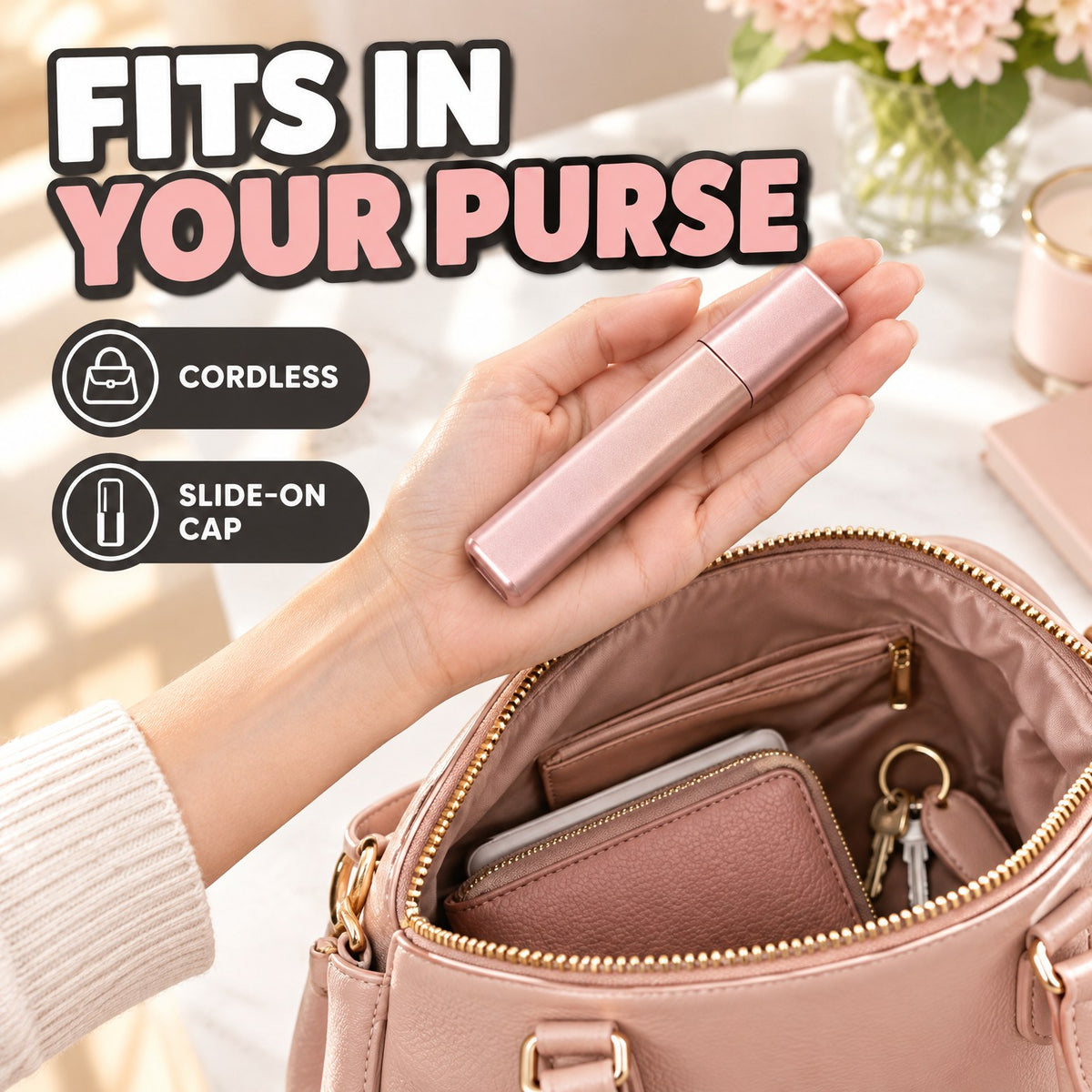 Cordless Mini Hair Straightener Brush for Bangs & Volume