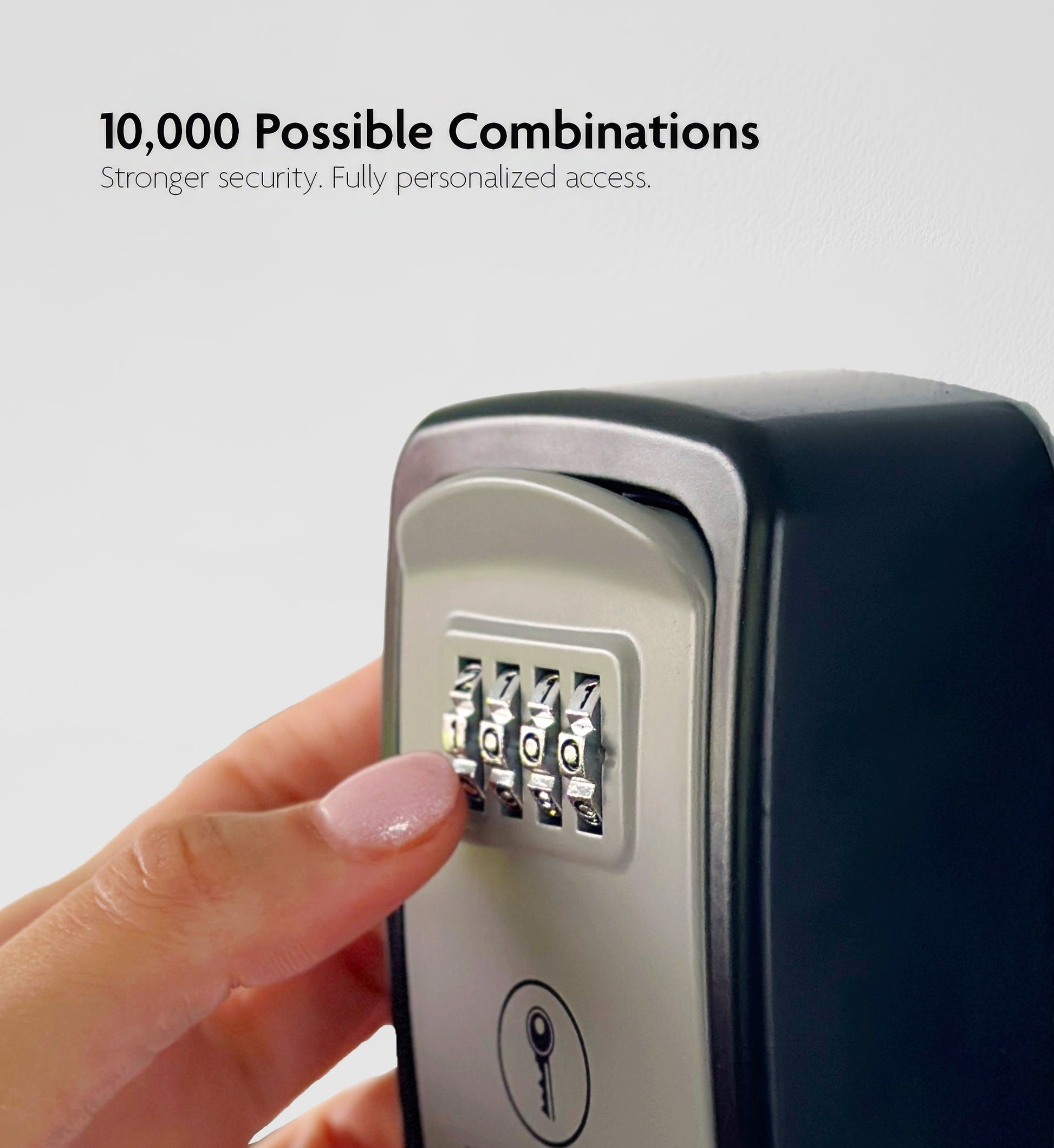 Four-digit wall-mount key lock box with 10000 possible combinations